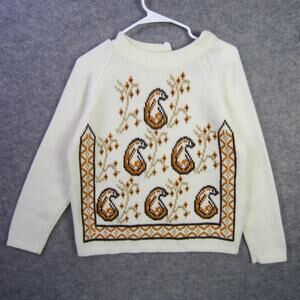 Vintage Miss Holly Sweater Womens Medium Paisley Knit Pullover 70s Taiwan